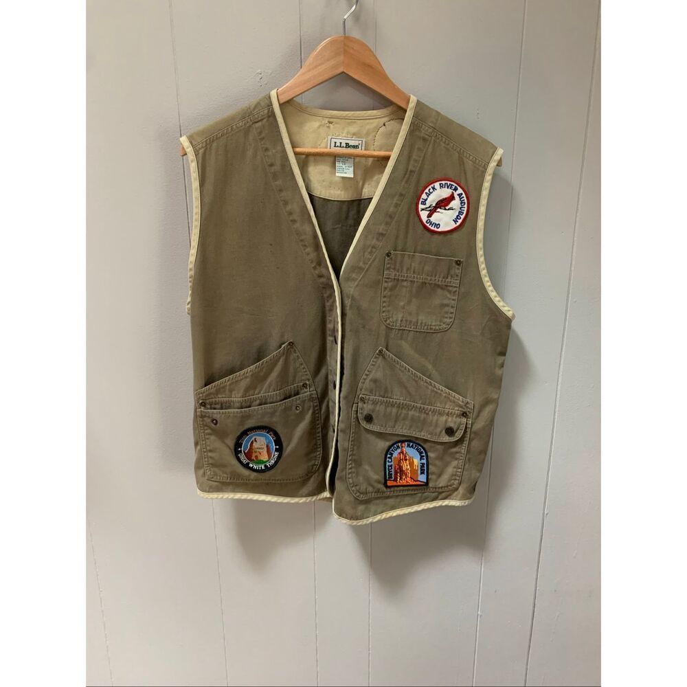 L.L. Bean Womens Hiking Fishing Cotton Canvas Vest Large